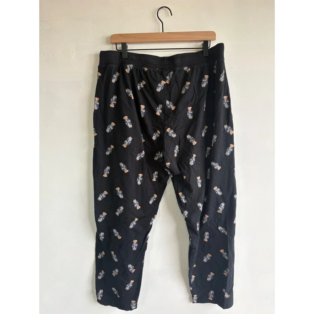 Polo Ralph Lauren Mens XL Black Polo Bear Cotton Jersey Pajama Sleep Pants